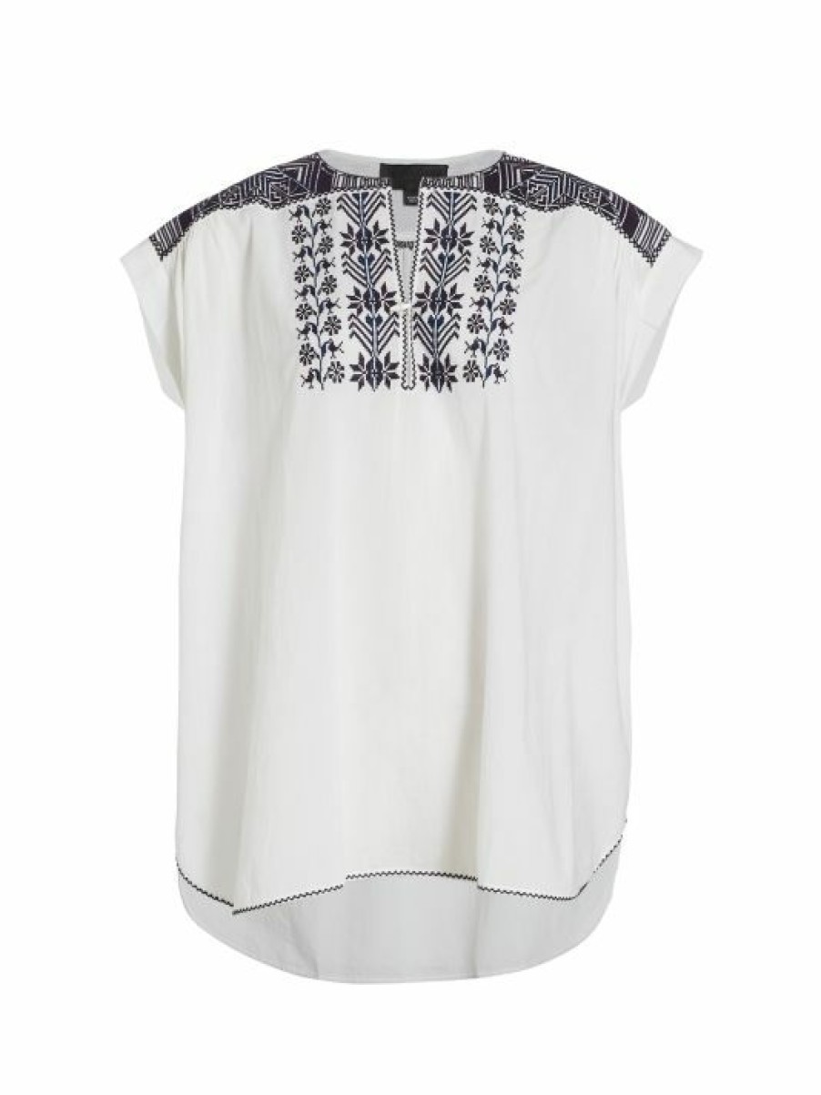 * Nili Lotan Aurielle Embroidered Cotton Voile Top | Tops