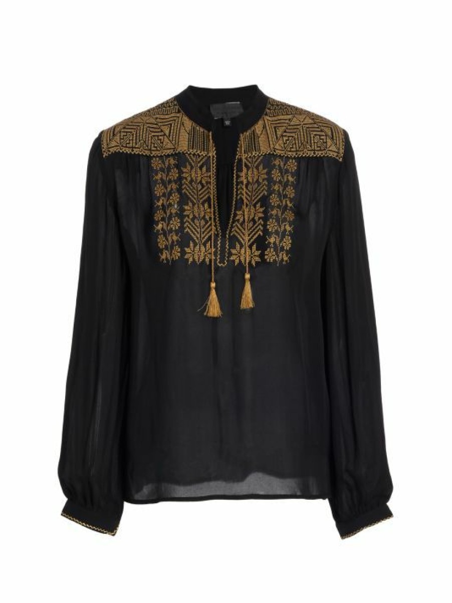 * Nili Lotan Renee Embroidered Silk Top | Tops