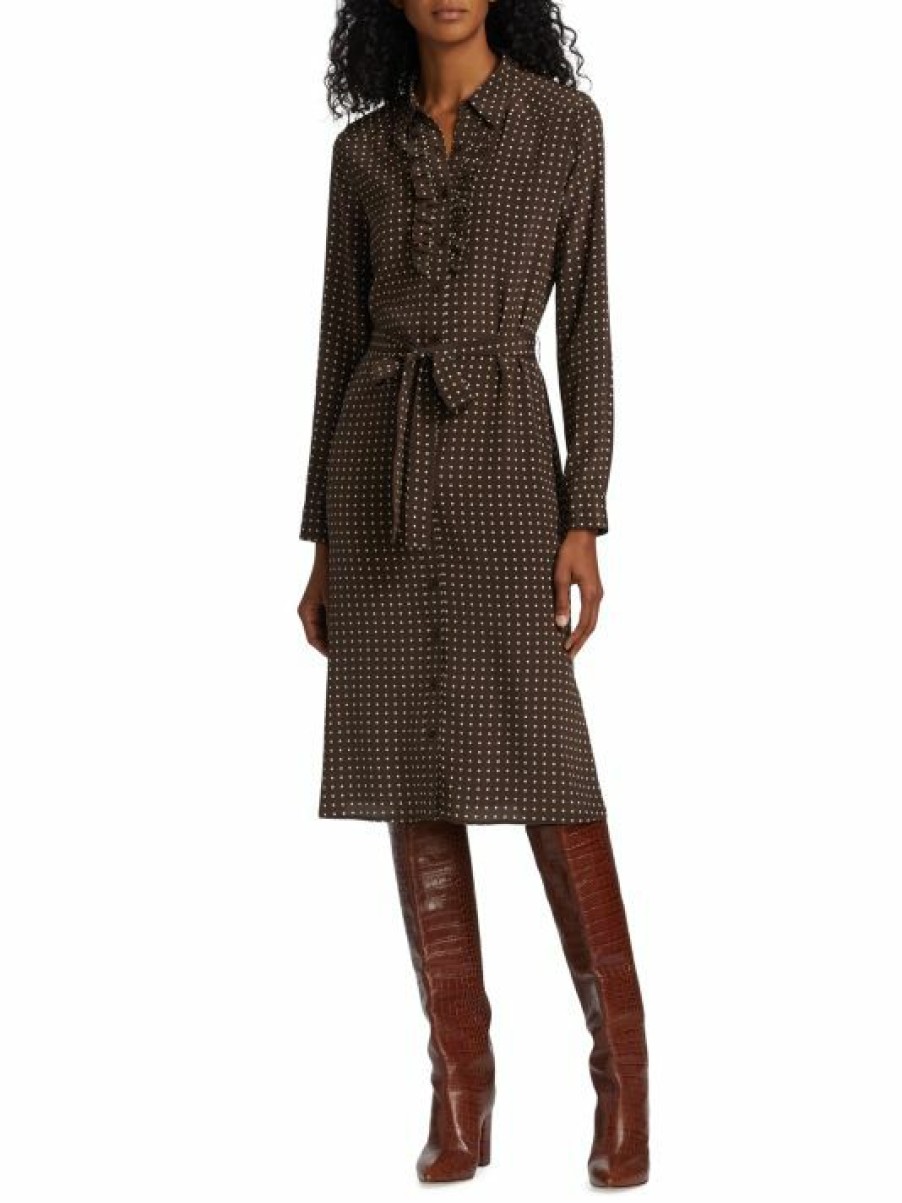 * Nili Lotan Sasha Belted Polka-Dot Shirtdress | Dresses