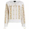 * Nili Lotan Geneve Embroidered Woven Tassel Blouse | Tops