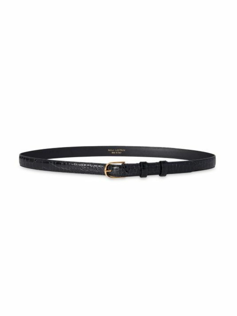 * Nili Lotan Jane Aligator-Embossed Leather Belt | Belts