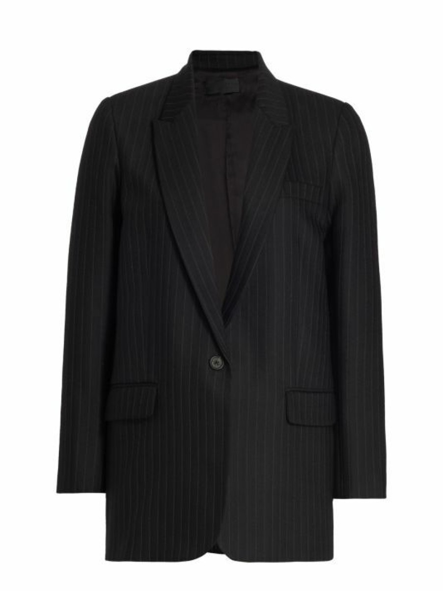 * Nili Lotan Diane Single-Breasted Pinstriped Blazer | Coats & Jackets