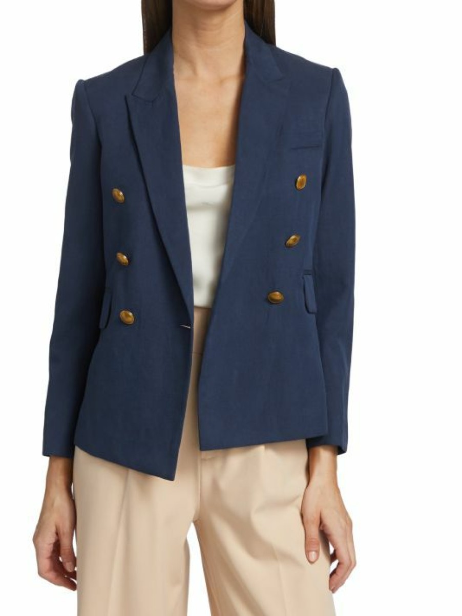 * Nili Lotan Henry Double-Breasted Linen & Silk Blazer | Coats & Jackets