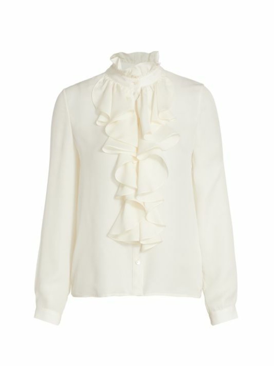 * Nili Lotan Lily Ruffle-Embellished Silk Blouse | Tops