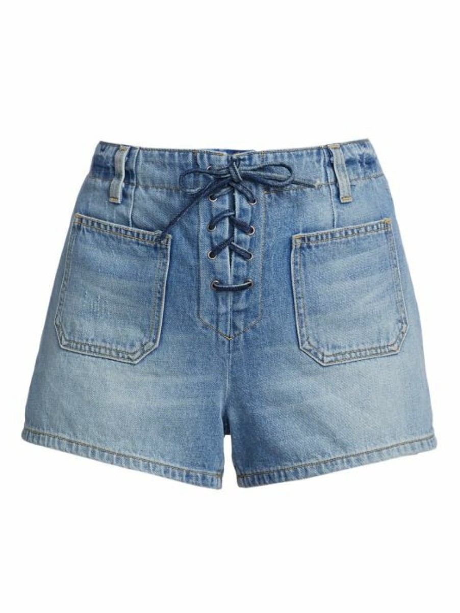 * Nili Lotan Romane Lace-Up Denim Shorts | Shorts