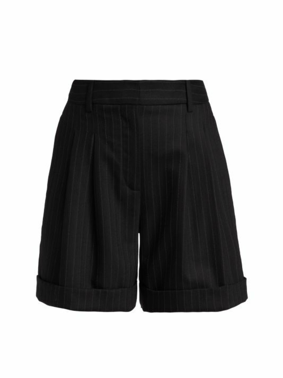 * Nili Lotan Angeline Pleated Pinstriped Shorts | Shorts